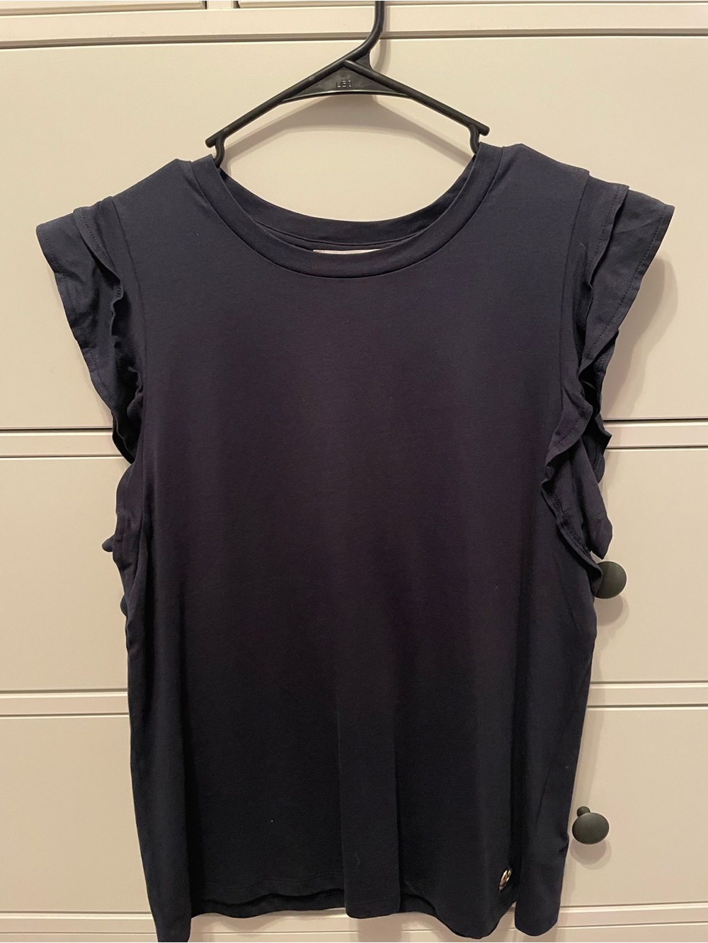 Michael Kors Navy Blue Ruffle Sleeve Top